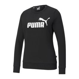 visão frontal Moletom Puma Wm Essentials Logo Crew FL na cor preta