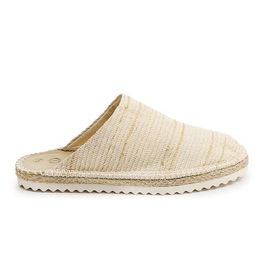 Visão lateral do Mule Espadrille Perky Rope na cor bege