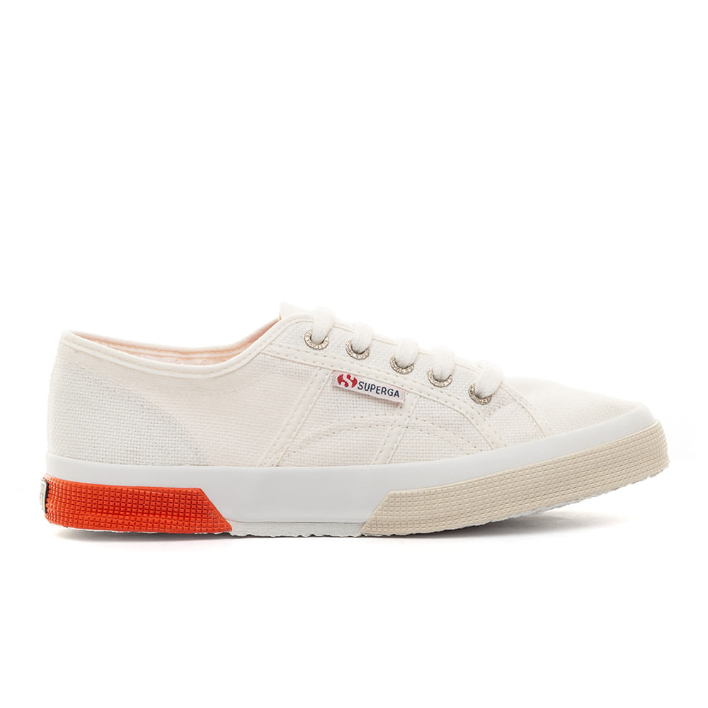 Tênis Superga 2750 Canvas Colored Gum Branco/Laranja - Espaco Tenis