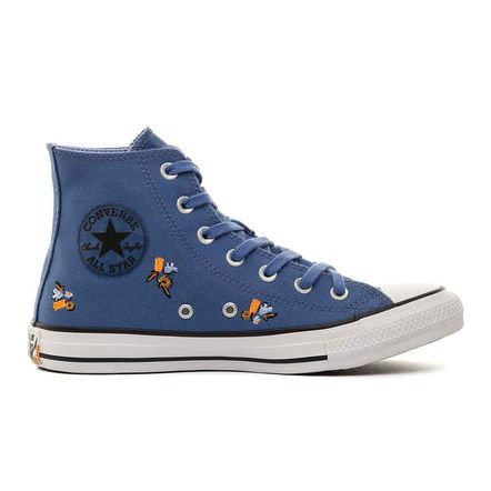 Lateral do Tênis Converse Chuck Taylor All Star Hi We Are Stronger Together Azul Lavado