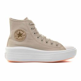 Visão lateral do Tênis Converse Chuck Taylor All Star Move Hi Bege Claro/Ouro Claro