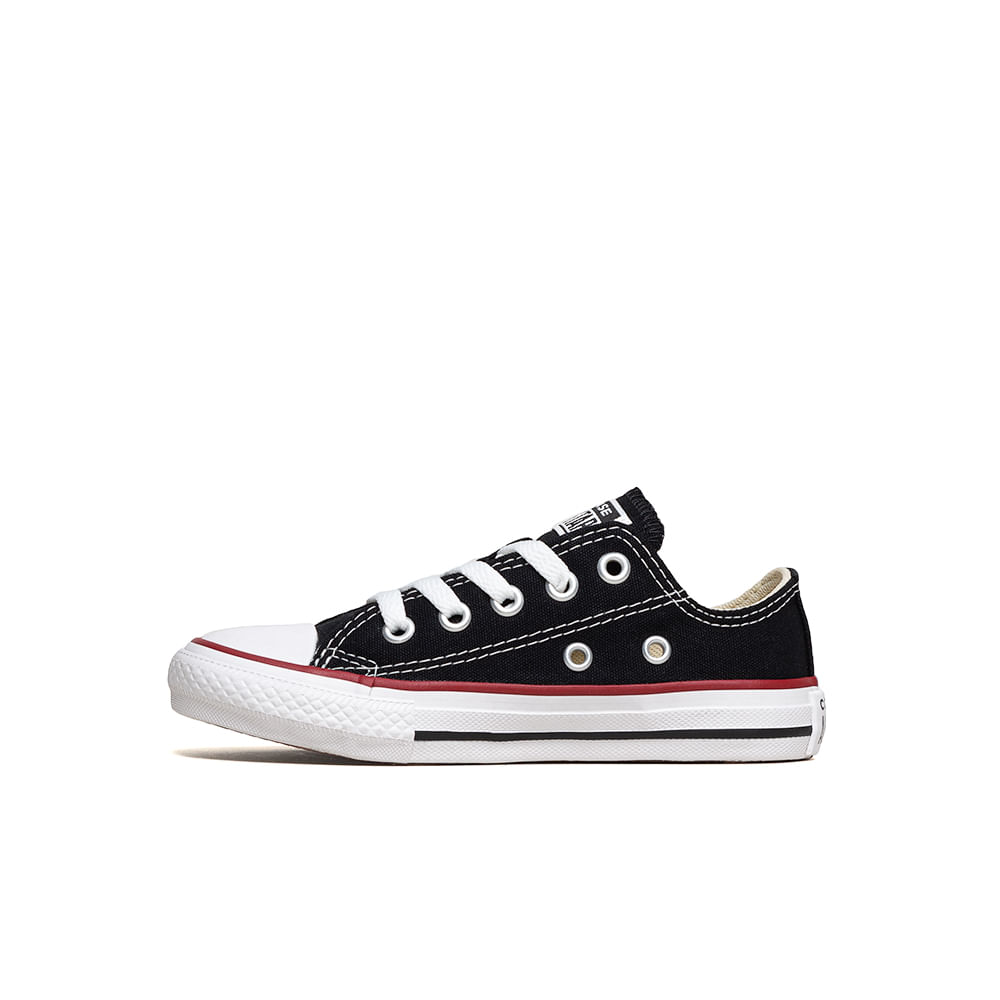 All Star Converse Chuck Taylor Kids Ox Preto e Vermelho - Espaco Tenis