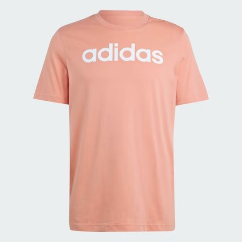 Camiseta Adidas Essentials Logo Linear Salmão/Branco - Espaco Tenis