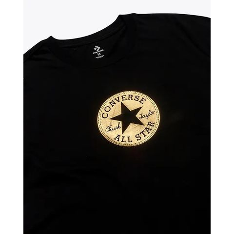 Camiseta Converse Patch Logo Glam Preto/Dourado - Espaco Tenis